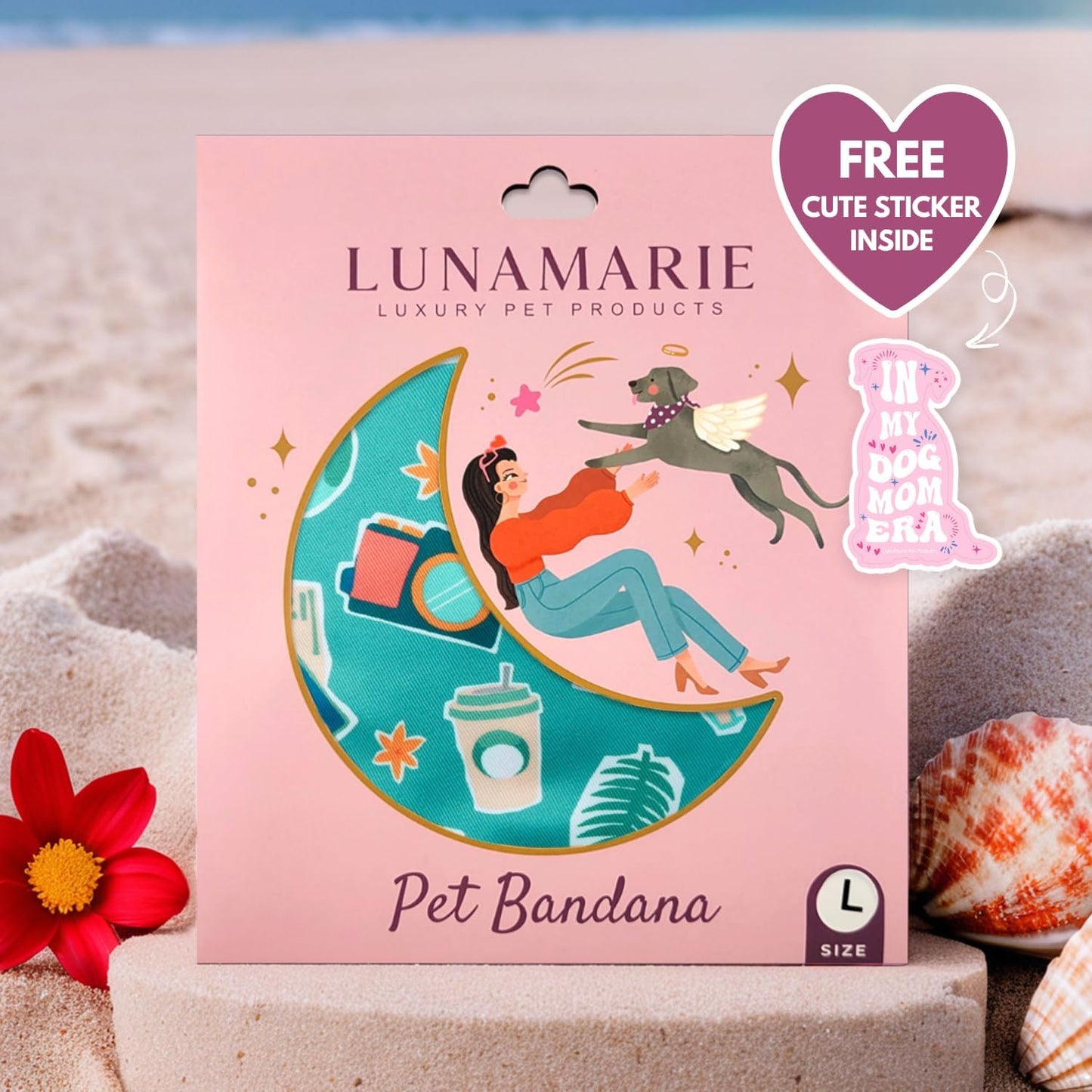 LunaMarie - Luxury Pet Birthday Bandanas -Premium & Silky Poly Fabric | 100% Handmade | Custom Shape Dual Layered (Pawsport Club, Small)