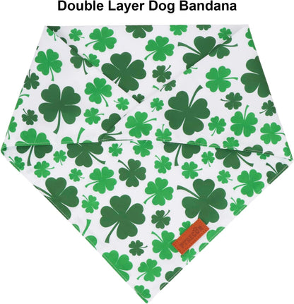 PTDECOR St. Patrick's Day Dog Bandana, Reversible Dog Scarf, Multi Size Offered, Green Shamrock Pet Bandanas for Small Dogs Pets (St. Patrick's Day, Small)