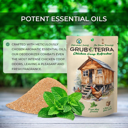 GrubTerra Coop Refresher Odor Freshener for Chicken Pen, Suitable for Chicken Waterer and Chicken Feeder, Smell Control Solution for Clean and Fresh Chicken Living Environment