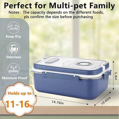 Sanbo Dog Food Storage Container Stainless Steel with Scoop,Airtight Pet Metal Food Storage Bin,Cat Food Canister,Storage Box with Date Tracker for Kitchen (Blue, 7.5L)