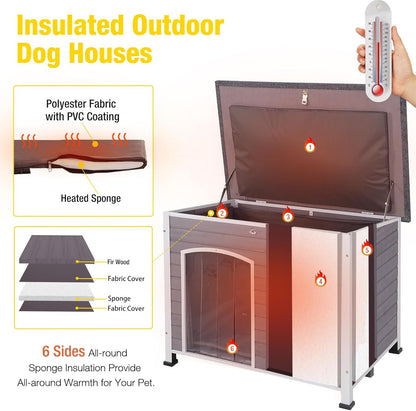 Aivituvin Insulated Dog House for Winter Outdoor Dog Kennel with All-Around Iron Frame- 100% Insulated Guarantee