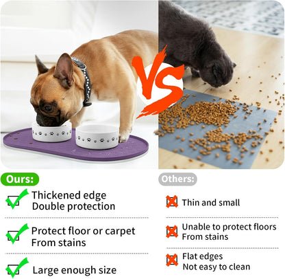 KPWACD Dog Food Mat Anti-Slip Bowl Mats for Food and Water, High-Lips Waterproof Pet Placemat Prevent Messy Spills to Floor, Silicone Puppy Feeding Trays for Large Medium Small Dogs Cats