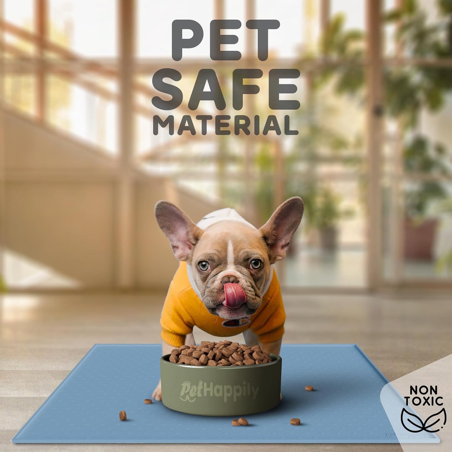 Dog Food Mat - Raised Edges Dogs Mat for Food and Water Prevent Spill, Waterproof Cat Food Mats Protect Floors, Easy Clean Dog Bowl Mats for Food and Water, Silicone Pet Food Tray