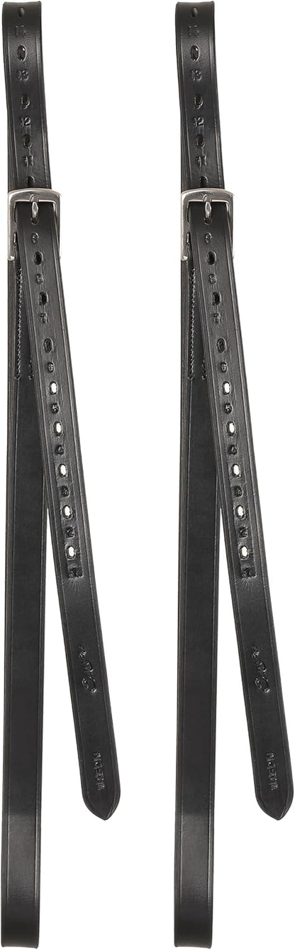 Exion Pre-Stretched Leather Stirrup Leathers for English Saddles | Premium Vegetable-Tanned Non-Stretch Stirrups for Jumping, Dressage & Schooling | 18-Hole Numbered Adjustment & SS Buckles