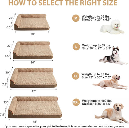 BFPETHOME Orthopedic Dog Beds for Large Dogs-Waterproof Sofa Dog Bed with Removable Washable Cover, Large Pet Bed with Waterproof Lining and Nonskid Bottom, Pet Bed for Dogs