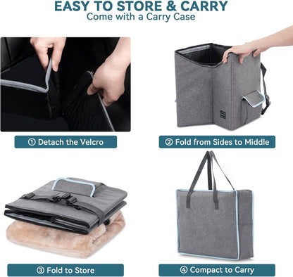 Petsfit Small Dog Car Seat, Pet Travel Car Booster Seat with Safety Belt, Washable Double-Sided Cushion and Storage Pocket for Small Pet (Small, Light Grey)