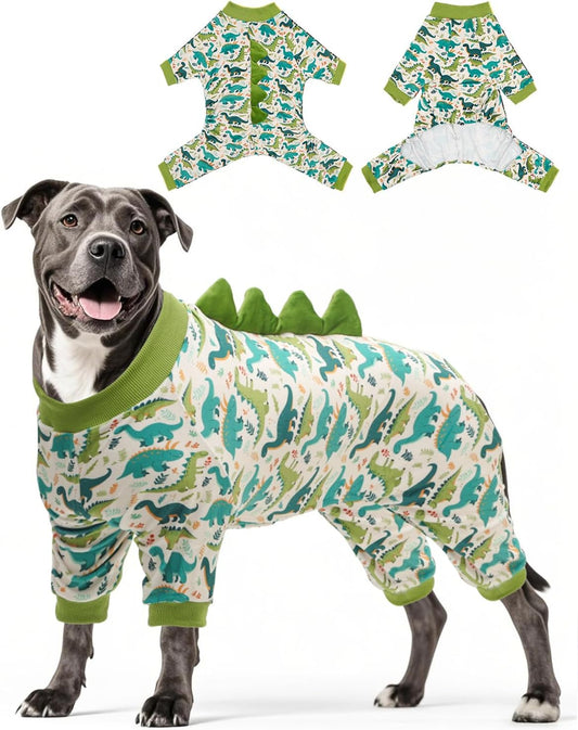 CuteBone Dinosaur Costume Dog Pajamas, Stretchy Spandex Crystal Velvet Sleepwear Coat for Small Dogs, Soft & Warm Pet Outfit Clothes for Cold Weather, Cozy Pullover Design COSP05XXL