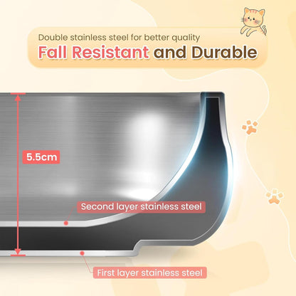 Pawaii Small Dog Bowls, 12 oz. Food Water Bowl Designed for Puppies and Cats with Non-Slip Rubber Base, Upgraded Metal Insulated, Double Stainless Steel Bowls, Cheese Yellow