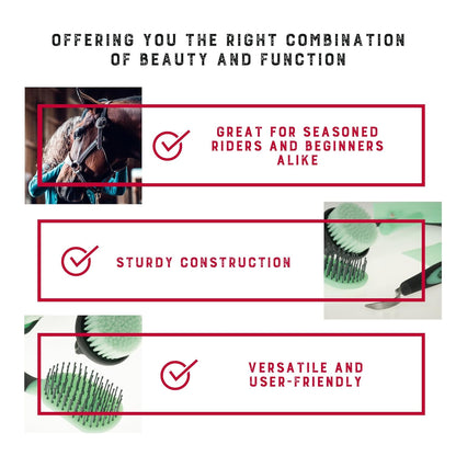 Weaver Equine 6-Piece Horse Grooming Kit, Ergonomic Gentle Horse Care Kit, Equestrian Supplies for Bathing Support, Detangling, and More, Mint/Gray