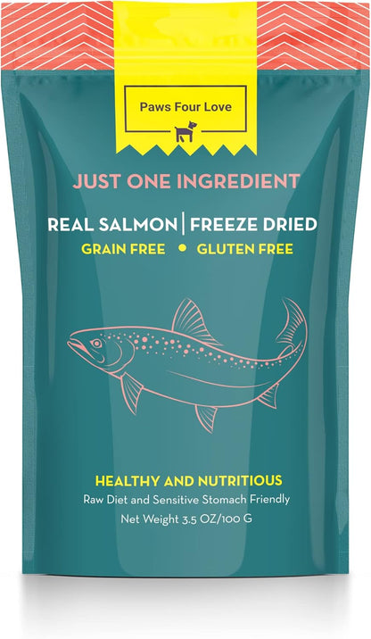 Organic Freeze Dried Dog & Cat Treats - Single Ingredient, Grain Free Food Toppers for Healthy Pets, No Fillers or Preservatives (1 Bag, Salmon)