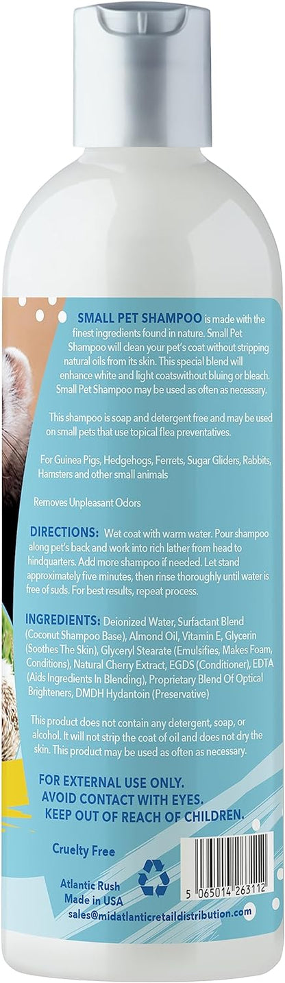 Small Critter Shampoo Bundle - 8oz Fragrance Free & 8oz No Rinse Shampoo for Ferrets, Guinea Pigs, Hedgehogs, Sugar Gliders, Rabbits & Hamsters - Small Animal Complete Bathing Set