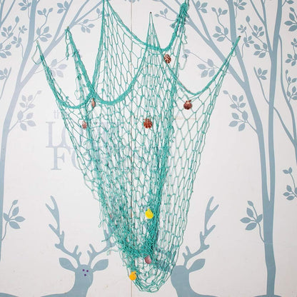 Rosoz Nature Fish Net Wall Decoration with Shells, Ocean Themed Wall Hangings Fishing Net Party Decor for Pirate Party,Wedding,Photographing Decoration (Aqua)