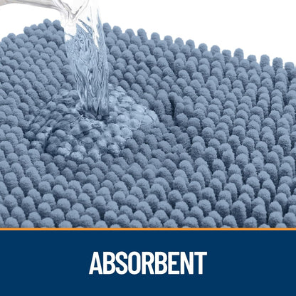 OLANLY Dog Door Mat for Muddy Paws 47x20, Absorbs Moisture and Dirt, Absorbent Non-Slip Washable Doormat, Quick Dry Chenille Mud Mat for Dogs, Entry Indoor Entryway Carpet for Inside Floor, Airy Blue