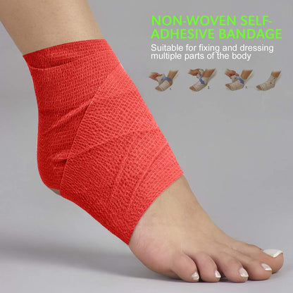 TOBWOLF 12PCS Self Adhesive Bandage, 4" x5yd / 10cmx4.5m Elastic Cohesive Bandage Wrap, Breathable Sports Tape, Medical Sport Wrap for Wrist, Ankle, Knee, Leg, Sprains & Swelling - Red