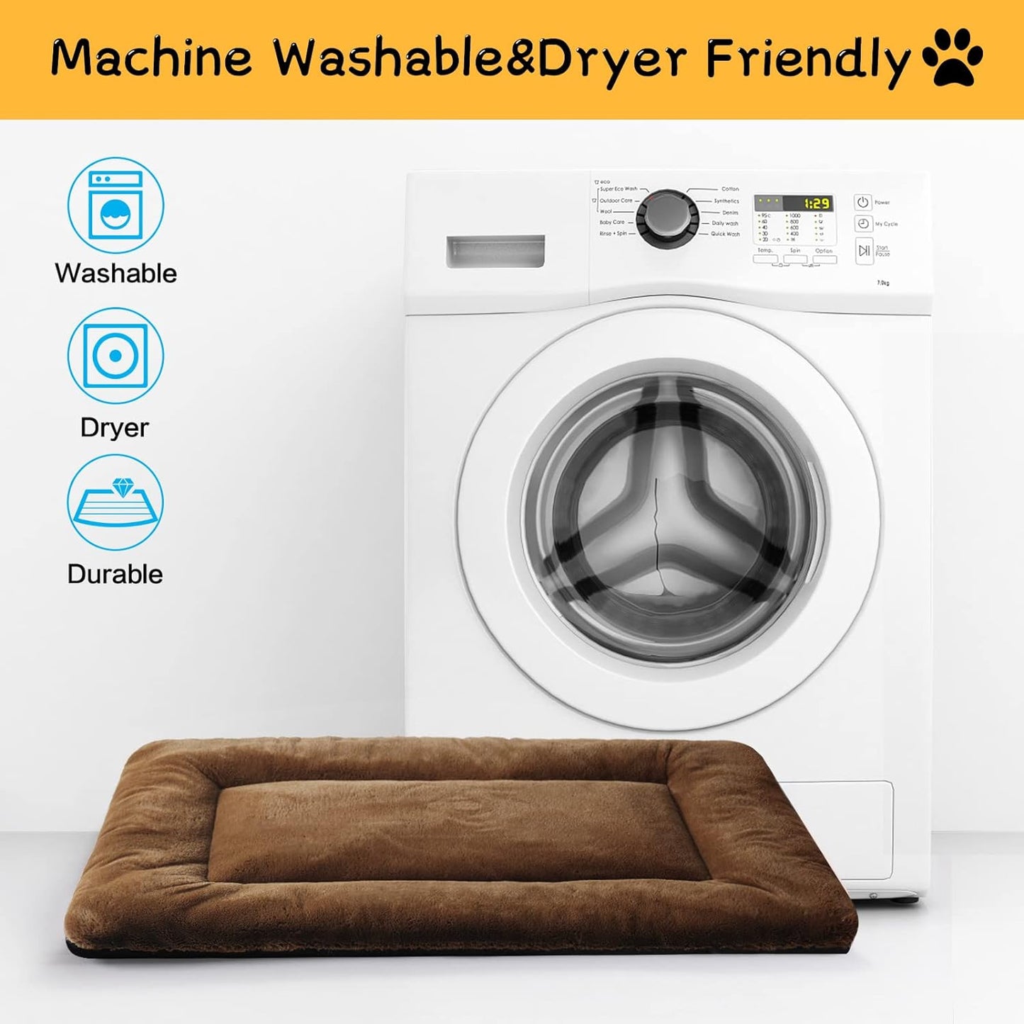 Dog Beds Crate Pad for Extra Small Dogs Ultra Soft Dog Crate Bed Washable & Anti-Slip Kennel Pad for Dogs Cozy Sleeping Mat,Brown 22inch