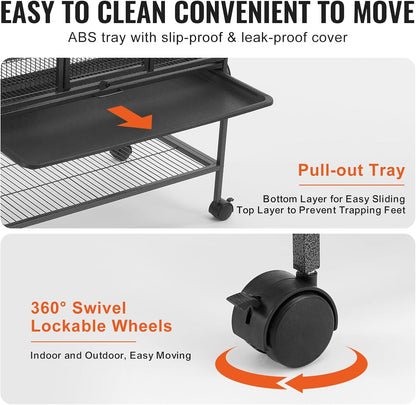 VEVOR 69" Rolling Metal Ferret Cage, Large 4-Tier Critter Nation Cage, Small Animal Cage with Ramps & Tray, Easy to Set up for Pet Mice, Hamster, Guinea Pig, Chinchilla, Squirrel, Hedgehogs, Bunny