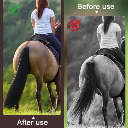 Zeyune 3 Pcs Horse Tail Extensions Set with Braided Horsehair Loop Include Ponytail Comb and Storage Bag, Natural Black for Equestrian Competitions, Horse Shows, Daily Grooming(28-30inch,3/8 lb)