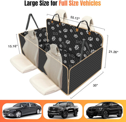 Dog Car Seat Cover for Back Seat, Larger Dog Car Bed Cover with Strong Bottom, Car Back Seat Extender Hammock for Full Size Truck/SUV Black 8 Panels Black Foot Print
