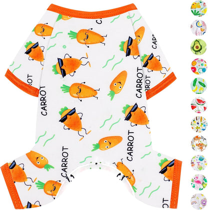 Dog Pajamas Pjs Summer Dog Clothes for Small Dogs Girl - Boy - Small Size Dogs, Soft Stretchy Puppy Clothes Doggie Onesies Cat Pet Jammies Outfit for Chihuahua Yorkie, Carrot, S
