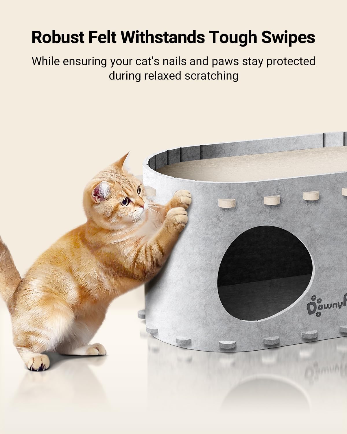 DownyPaws Cat House for Indoor Cats, Cat Bed Cave for Multiple & Large Cats Up to 22 Lbs, Scratch Resistant Peekaboo Cat Caves, Foldable Tunnel Enclosed Bed, PeekaPurr, Marble