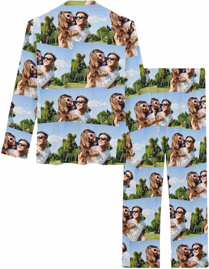 MyPupSocks Custom Face Pajamas for Women Set, Personalized Photo Long Sleepwear XS-XXL