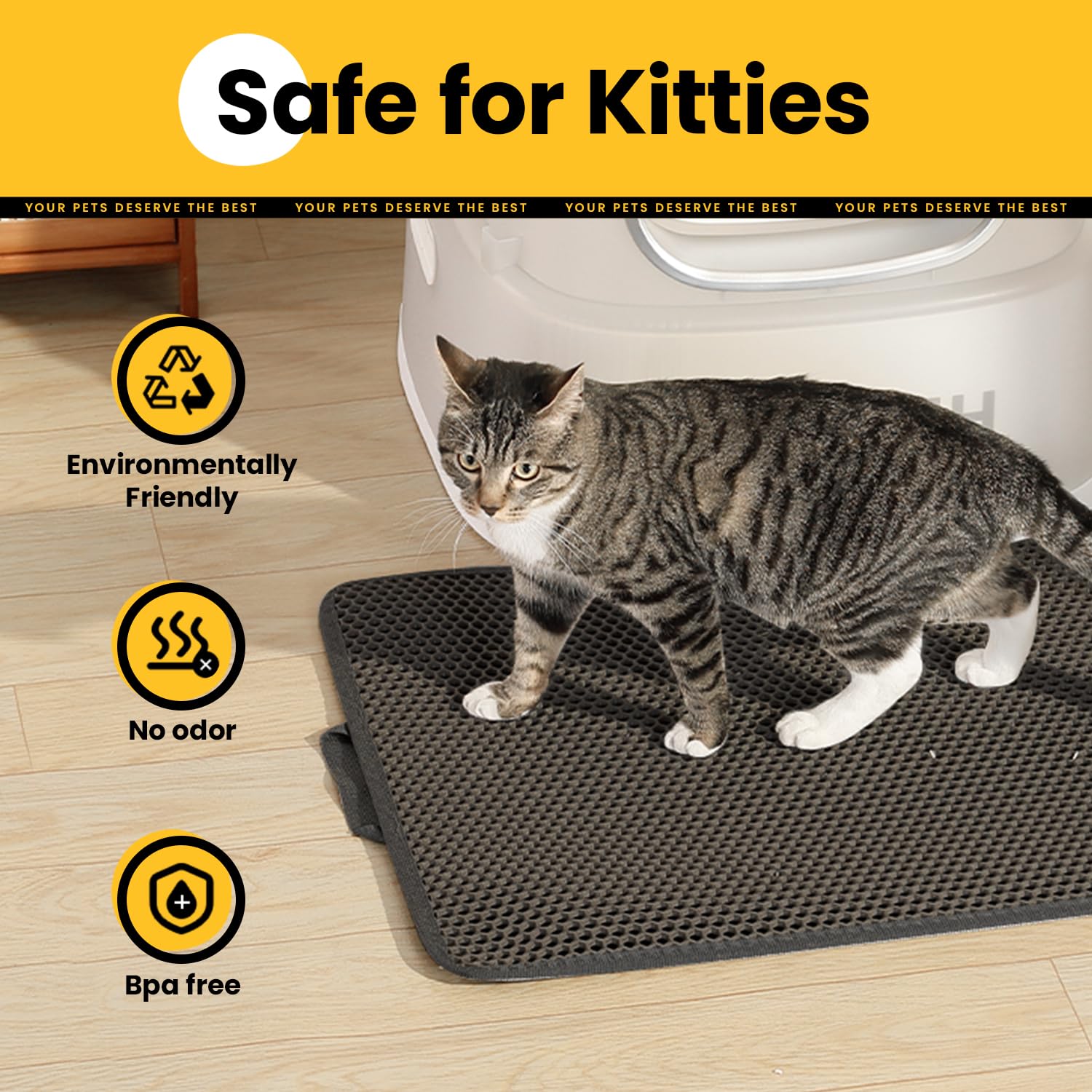 Cat Litter Mat Compact Size 23.6"x14.6" for Small. Chosen for real quality, fits naturally into