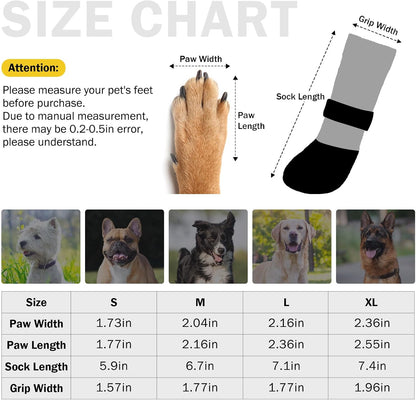 SCENEREAL Anti Slip Dog Boots & Paw Protectors for Hardwood Floor, Extended Dog Socks to Prevent Licking Paws, Waterproof Pet Snow Rain Shoe for Winter Small Puppy Senior Dogs, Grey S
