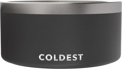 Coldest Dog Bowl - Anti Rust Metal, Non Slip, 3 Layers Insulated Stainless Steel Dog Bowls - Spill Proof & Heavy Duty - Water Bowl for Dogs, Cats & Pets, Dish Washer Safe (200 oz, Stealth Black)