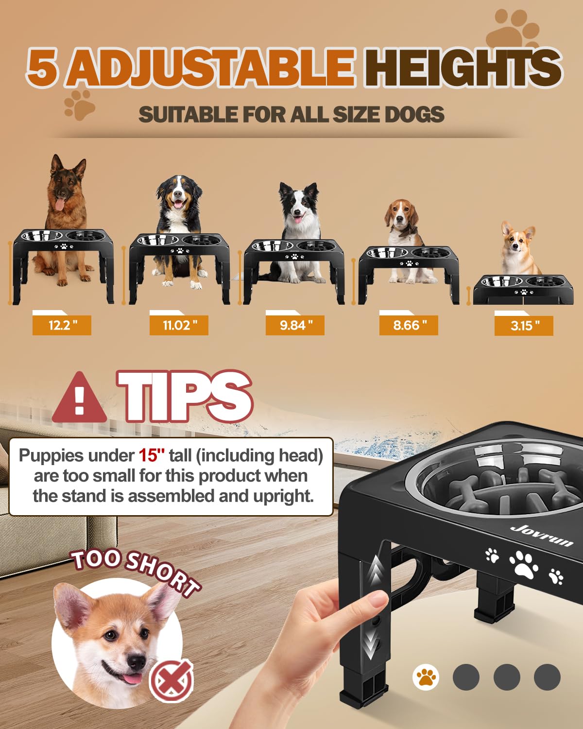 Jovrun Elevated Dog Bowls for Medium Large Size Dogs. Chosen for real quality, fits naturally into