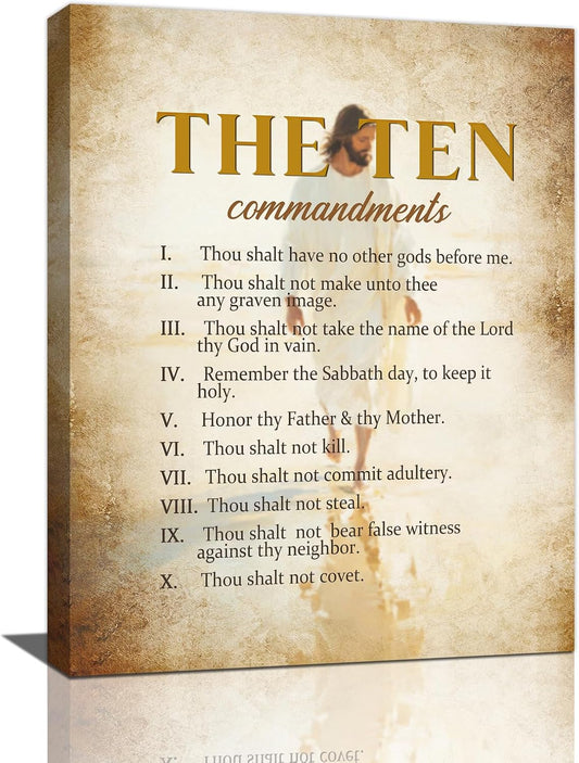 The Ten Commandments Christian Pictures Wall Art, Bible Verse Jesus Bathroom Wall Decor Religion
