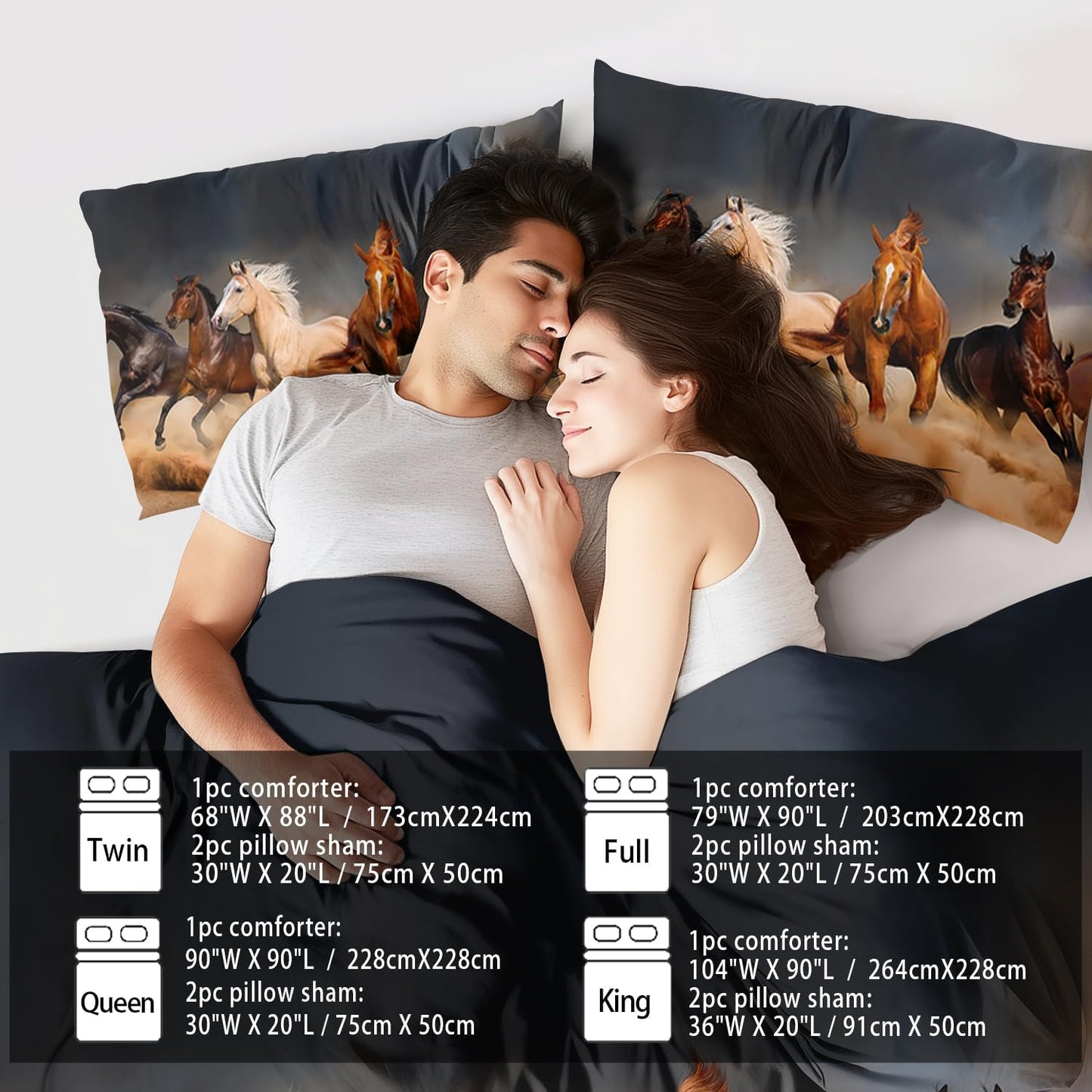 Western Horse Comforter Set King for Boys,Brown Western Cowboy Bedding Sets King Size, Farm Style Animal Horse Quilt for Boys, Southwestern Farmhouse Home Cowgirl Comforter Bedroom Decor