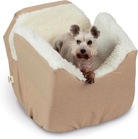 Snoozer Lookout I Dog Car Seat - Dog Car Seats for Small Dogs, Puppy Booster Bed for Small Sized Pets up to 18 Lbs, Elevated, Washable - Size S, Birch Diamond