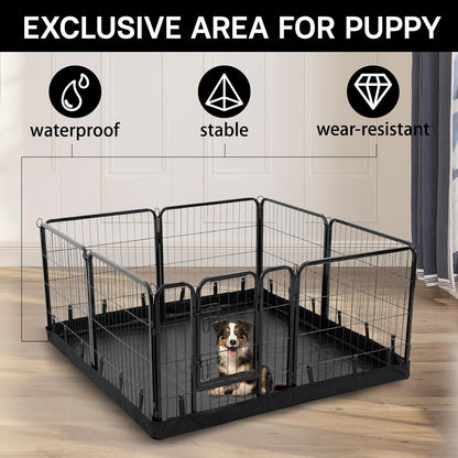 PJYuCien Dog Playpen Plus Storage Bag, 24" H 8 Panels Puppy Pen with Square Bottom, Heavy Duty Dog Fence for Puppies/Small Dogs