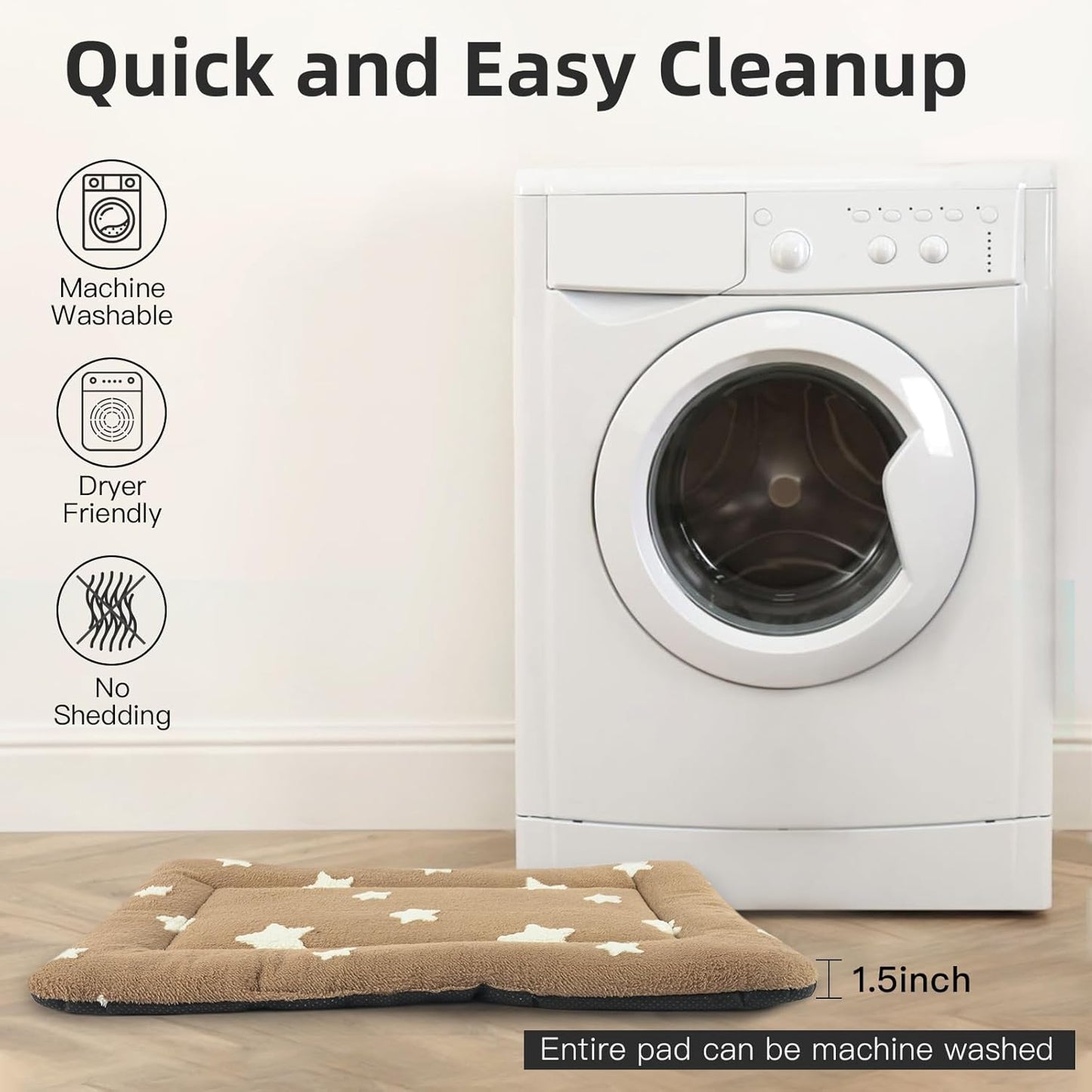 Mora Pets Dog Crate Pad Dog Kennel Bed Crate Mat for Large Dogs Washable Cute Star Pet Bed for Cage Ultra Soft Flat Pillow Cushion for Cozy Sleeping Anti-Slip Brown 42 x 27