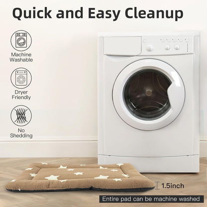 Mora Pets Dog Crate Pad Dog Kennel Bed Mat for Large Dogs Washable Cute Star Pet Bed for 36 inch Cage Ultra Soft Flat Puppy Cat Cushion for Cozy Sleeping Anti-Slip Brown 36 x 23