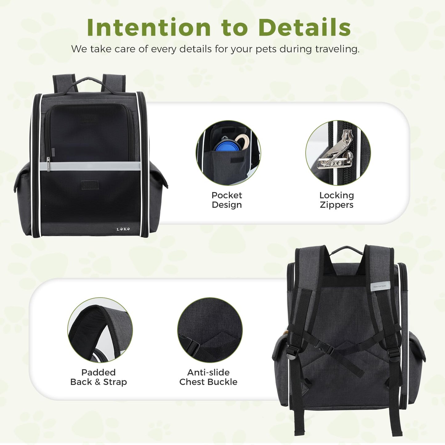 Lekereise Dog Carrier Backpack for Small Medium Dogs. Chosen for real quality, fits naturally into