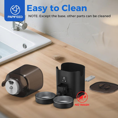 PAPIFEED 7L Automatic Cat Feeder for 2 Cats - 2.4G WiFi Timed Auto Feeder with APP Control, Cat Food Dispenser with Alexa for Multiple Cats, Detachable for Easy Clean, 1-10 Meals Per Day - Black