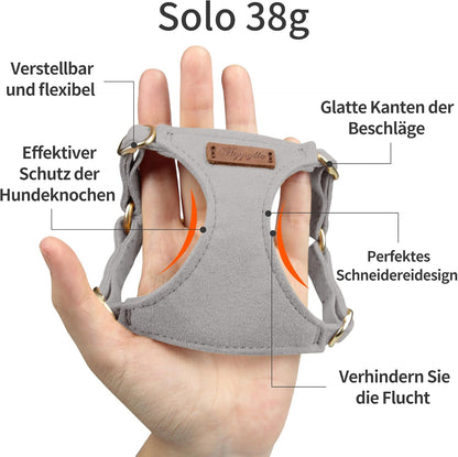 Puppytie No Pull Dog Harness with Multifunction Dog Leash,Soft Adjustable No Choke Escape Proof Pet Harness Vest for Medium Dogs or Large Dogs,Silver Grey,M