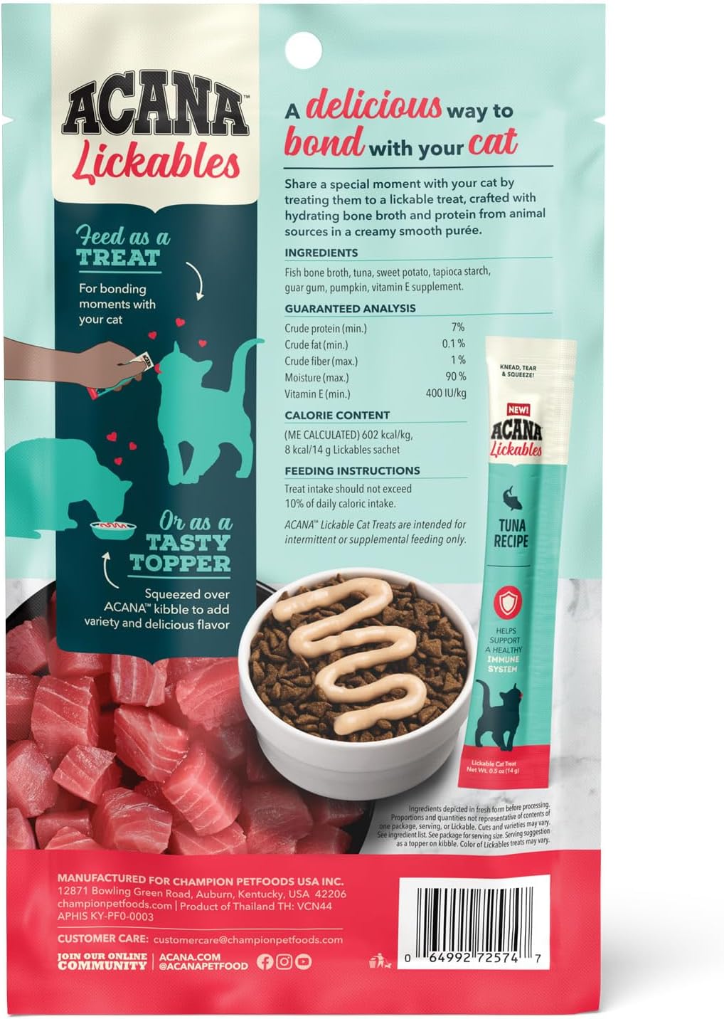ACANA Lickables Cat Treats Tuna Recipe .5oz Tubes (5 Count)