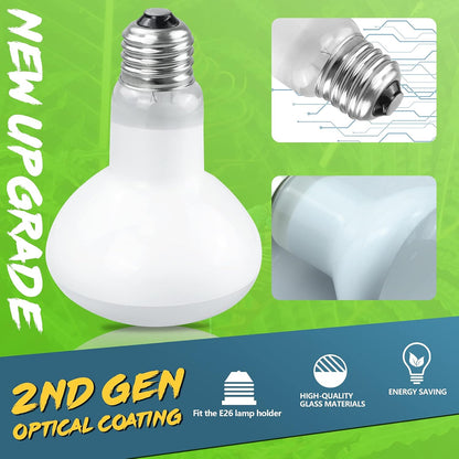 LUCKY HERP Reptile Heat Lamp - 100W (2nd Gen) Heat Lamp Bulbs for Reptiles 2 Pack, Amphibians Basking Heat Lamp Bulbs, UVA Daylight Basking Light for Reptiles, Bearded Dragon, Lizard, Turtle, Chicken