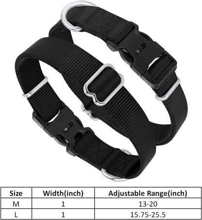 Mikivery Nylon Dog Collar with Quick Release Buckle Soft Adjustable Sturdy for Small Medium Large Dogs Black,L