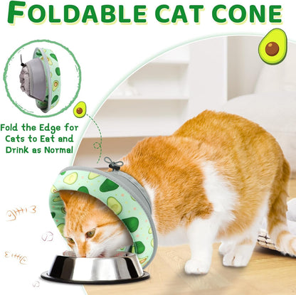 Cat Cone Collar Soft to Stop Licking, Adjustable, Foldable Lightweight Kitten Cones After Surgery Recovery for Cats & Kittens, Cat Cone Alternative (Light Green, M)