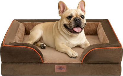 Comfort Expression Small Dog Beds Waterproof Orthopedic Foam Dog Sofa Beds for Medium Dogs Comfy Pet Bed with Washable Removable Cover & Non-Slip Bottom(Small,Brown)