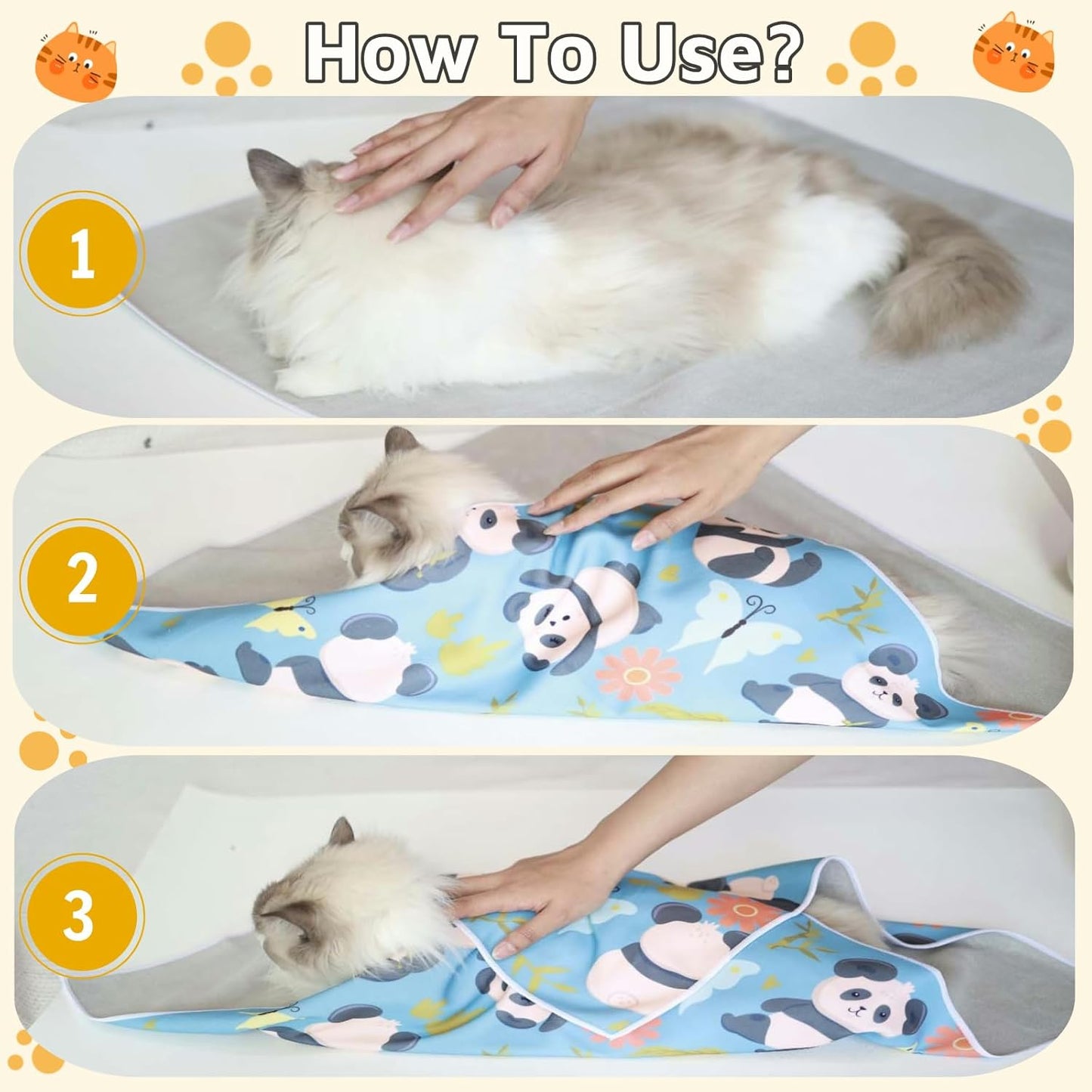Cat Wrap for Grooming-Premium Cat Grooming Wrap Cat Restraint for Nail Clipping, Self-Adherent Soft Cat Blanket to Wrap Cat Anti-Scratch Anti-Escape Grooming Bag (Blue, M(Within 6lbs))