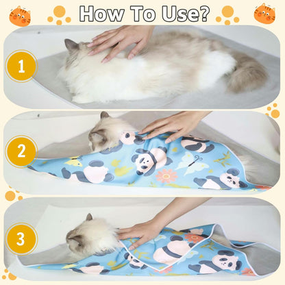 Cat Wrap for Grooming-Premium Cat Grooming Wrap Cat Restraint for Nail Clipping, Self-Adherent Soft Cat Blanket to Wrap Cat Anti-Scratch Anti-Escape Grooming Bag (Blue, XL(Within 17lbs))