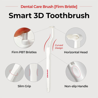 JAYU PET Dental Care Brush (Firm Bristles) 1ea - Resilient Dog Toothbrush, Cat Toothbrush for Tartar & Plaque Removal, Horizontal Head and S-Curved Body