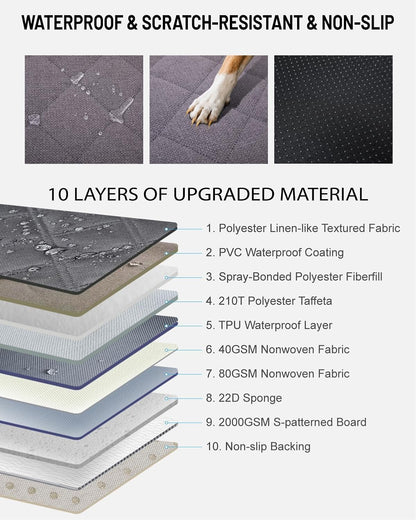 Back Seat Extender for Dog, Waterproof Dog Car Seat Cover for Back Seat, Hard Bottom Car Seat Cover, Large Space Hammock for Full-Size Crewcab Trucks, Pet Seat Cover Holds 450lbs(Grey)