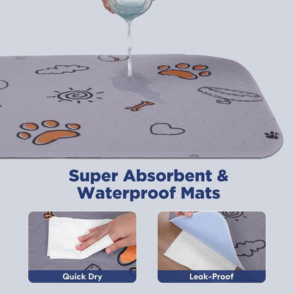 Washable Waterproof Pee Pads for Dogs - 2-Pack Small 18x24 Super Absorbent Reusable Training Pads, Non-Slip & Ideal for Puppies & Dog Playpen, Crate & Potty