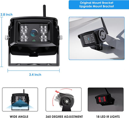 Digital Wireless Backup Camera System Kit, IP69K Waterproof Wireless 2 Rear View Camera + 7?™â€?LCD Dual Split Monitor for RV/Truck/Bus/Camper/Trailer (WX02)