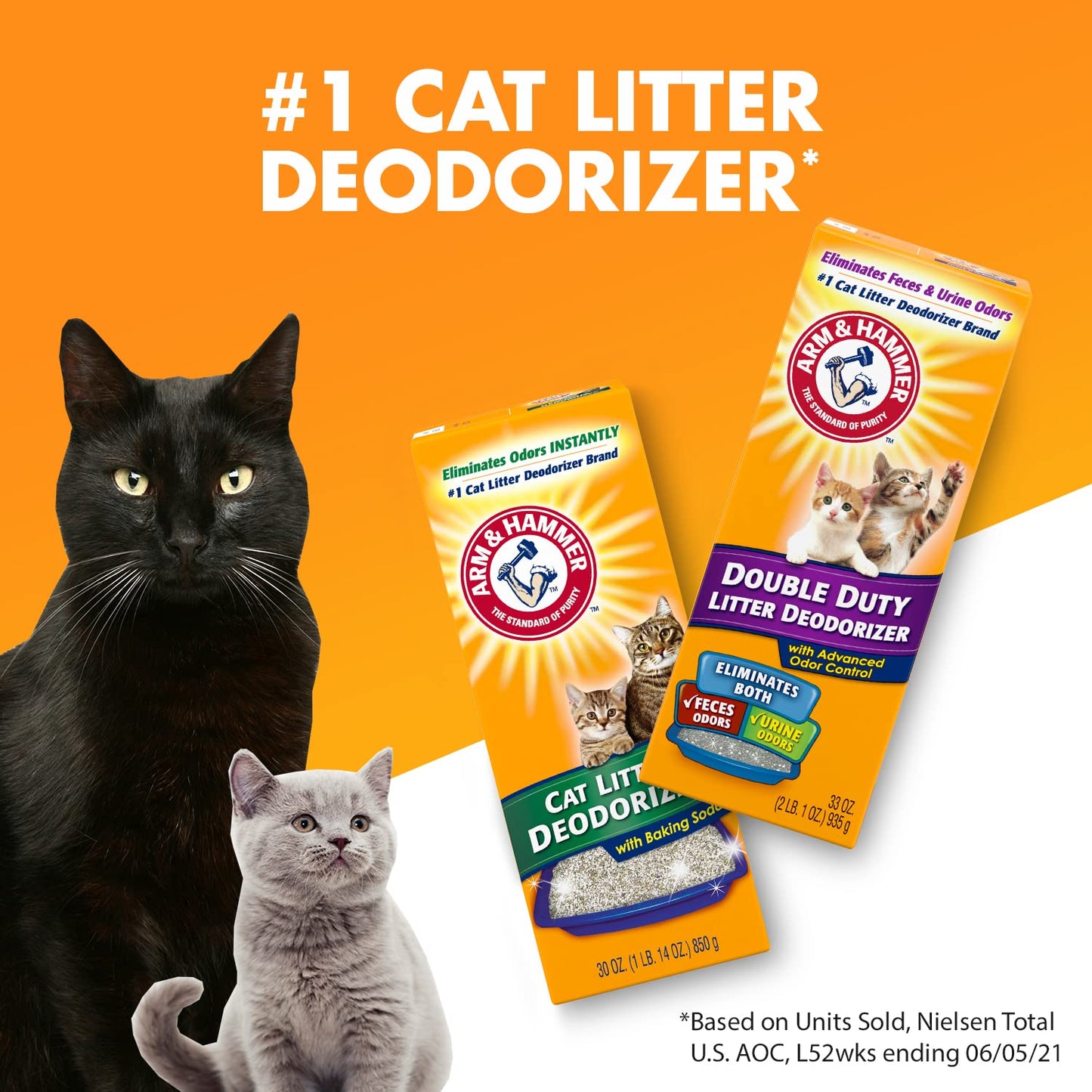 ARM & HAMMER Cat Litter Deodorizer Double Duty. Chosen for real quality, fits naturally into modern